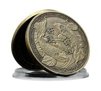 MENOOK Chinese Koi Gold/Silver Plated Commemorative Coin Collection Badge Gift - Gold