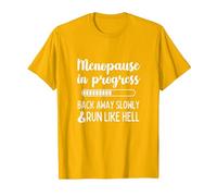 Menopause in Progress Funny Menopausal Hot Flashes T-Shirt, Men, Golden Yellow, Medium