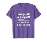 Menopause in Progress Funny Menopausal Hot Flashes T-Shirt, Men, Purple Heather, Small