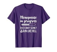 Menopause in Progress Funny Menopausal Hot Flashes T-Shirt, Men, Purple, Small