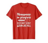 Menopause in Progress Funny Menopausal Hot Flashes T-Shirt, Men, Red, Large