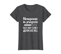 Menopause in Progress Funny Menopausal Hot Flashes T-Shirt, Women, Dark Heather Grey, XX-Large