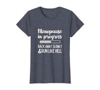 Menopause in Progress Funny Menopausal Hot Flashes T-Shirt, Women, Heather Blue, Large