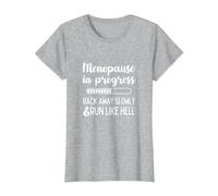 Menopause in Progress Funny Menopausal Hot Flashes T-Shirt, Women, Heather Grey, Large