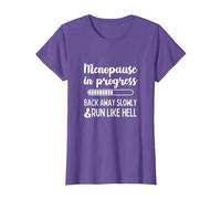 Menopause in Progress Funny Menopausal Hot Flashes T-Shirt, Women, Purple Heather, Small