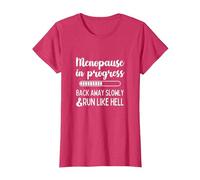 Menopause in Progress Funny Menopausal Hot Flashes T-Shirt, Women, Red Heather, Medium