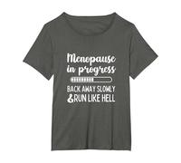 Menopause in Progress Funny Menopausal Hot Flashes T-Shirt, Women's Plus, Asphalt Grey, 3X