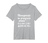 Menopause in Progress Funny Menopausal Hot Flashes T-Shirt, Women's Plus, Heather Grey, 4X