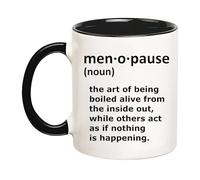Menopause Mug, Menopause Gifts, The Art of Being Boiled, Hot Flashes, 11 Oz Novelty Drinking Cup, Black