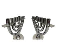Menorah Candle Holder, Hanukkah menorah 9 Branch for Shabbat, Tabernacle, Home Decor Ornaments Table Centerpiece Display (Nickel Finish)