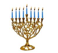 Menorah Candle Holder, Hanukkah menorah 9 Branch for Shabbat, Tabernacle, Home Decor Ornaments Table Centerpiece Display. (Nickel Finish)