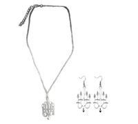 Menorah Necklace Hebrew Jewelry Israel Faith Lamp Hanukkah Pendant Earrings Amulets Ear Hooks Women Gift Unique Gothic Earrings
