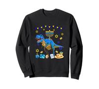 Menorah On T-Rex Hanukkah Jewish Matching Family Kids Sweatshirt