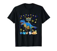 Menorah On T-Rex Hanukkah Jewish Matching Family Kids T-Shirt