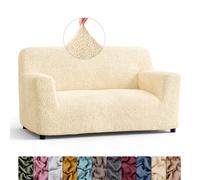 Menotti 2 Seater Couch Cover - Loveseat Slipcovers - Soft Polyester Fabric Settee Sofa Cover - Stretch Elastic Stylish Furniture Protector for pets - Sofa Cover - Microfibra - Beige (2 Seater)