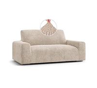 Menotti 2 Seater Sofa Cover - Velvet Couch Slipcovers Soft Fabric For Leather Settee Cover Stretch Elastic Furniture Protector - Made in Italy - Velvet (Beige, 2 Seater)