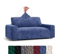 Menotti 2 Seater Sofa Cover - Velvet Couch Slipcovers Soft Fabric For Leather Settee Cover Stretch Elastic Furniture Protector for pets Sofa Cover - Made in Italy - Velvet (Blue, 2 Seater)