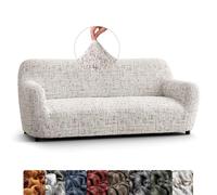 Menotti 3 Seater Couch Cover - Sofa Cover - Sofa Protector - Soft Polyester Fabric Slipcover - 1-Piece Form Fit Stretch Elastic Stylish Furniture Cover - Microfibra Printed - Vittoria White (3 Seater)