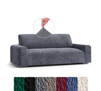 Menotti 3 Seater Sofa Cover - Sanitised Velvet Couch Slipcovers Sofa Protector Soft Fabric Slipcover 1-Piece Form Fit Stretch Elastic Stylish Furniture Cover - Velvet Collection (Grey, 3 Seater)