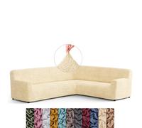 Menotti Corner Sofa Cover - Corner Couch Cover - Pet Protector - Soft Polyester Fabric Slipcovers - 1-piece Form Fit Stretch Sectional Sofa Slipcover Furniture Protector - Microfibre - Beige (Corner)