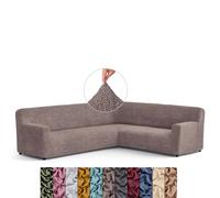 Menotti Corner Sofa Cover - Corner Couch Cover - Pet Protector - Soft Polyester Fabric Slipcovers - 1-piece Form Fit Stretch Sectional Sofa Slipcover Furniture Protector - Microfibre - Choco (Corner)