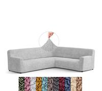 Menotti Corner Sofa Cover - Corner Couch Cover - Pet Protector - Soft Polyester Fabric Slipcovers - 1-piece Form Fit Stretch Sectional Sofa Slipcover Furniture Protector - Microfibre - Pearl (Corner)