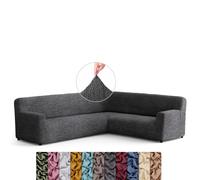Menotti Corner Sofa Cover - Corner Couch Cover - Pet Protector - Soft Polyester Fabric Slipcovers - 1-piece Form Fit Stretch Sectional Sofa Slipcover Furniture Protector - Microfibre - Grey (Corner)