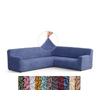 Menotti Corner Sofa Cover - Corner Couch Cover - Pet Protector - Soft Polyester Fabric Slipcovers - 1-piece Form Fit Stretch Sectional Sofa Slipcover Furniture Protector - Microfibre - Blue (Corner)
