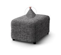 Menotti Footstool Ottoman Foot Rest Slip Cover for Sofa and Armchair Stretch Elastic Fabric Protector Microfibra Printed- Vittoria Grey (Footstool)