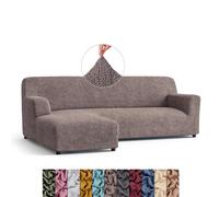 Menotti L Shape Sofa Cover - Sectional Covers - Chaise Lounge Couch Cover - Soft Polyester Fabric Slipcovers - 1-piece Form Fit Stretch Furniture Slipcover - Microfibre - Choco (L-Shape Left)