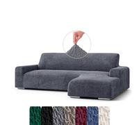 Menotti L Shape Sofa Cover - Velvet Sectional Covers Chaise Lounge Couch Cover Soft Fabric Slipcovers 1-piece Form Fit Stretch Furniture Cover - Made in Italy - Velvet (Grey, L-Shape Right)