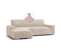 Menotti L Shape Sofa Cover - Velvet Sectional Covers Chaise Lounge Couch Cover Soft Fabric Slipcovers 1-piece Form Fit Stretch Furniture Cover - Made in Italy - Velvet (Beige, L-Shape Left)