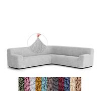 Menotti Large Corner Sofa Cover - Couch Cover - Pet Protector - Soft Fabric Slipcovers - 1-piece Form Fit Stretch Sectional Sofa Slipcover Furniture Protector - Microfibre - Pearl (Large Corner)