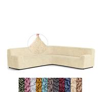 Menotti Large Corner Sofa Cover - Couch Cover - Pet Protector - Soft Fabric Slipcovers - 1-piece Form Fit Stretch Sectional Sofa Slipcover Furniture Protector - Microfibre - Beige (Large Corner)