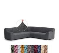 Menotti Large Corner Sofa Cover - Couch Cover - Pet Protector - Soft Fabric Slipcovers - 1-piece Form Fit Stretch Sectional Sofa Slipcover Furniture Protector - Microfibre - Charcoal (Large Corner)