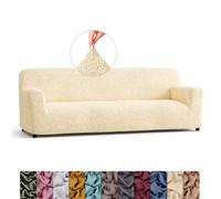 Menotti Stretch Sofa Cover for 4 Seater Couch Magic Sofa Covers Elastic Fabric Furniture Elastic Fabric Furniture Protectors Extra Large Fitted Couch Slipcover - Microfibra Beige (4 Seater)