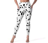 MENRIAOV Dalmatian Print Womens High Waist Yoga Pants Stretch Soft Workout Leggings Athletic Pants, Dalmatian Print, S