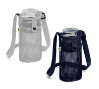 MENRU 2Pcs Extra Large Water Bottle Holder with Strap Crossbody Carrier Water Bottle Sling Portable Water Bottle Sleeve with Pocket for Hiking, Gym, Travel(Grey/Navy)