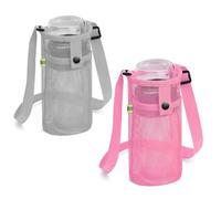 MENRU 2Pcs Extra Large Water Bottle Holder with Strap Crossbody Carrier Water Bottle Sling Portable Water Bottle Sleeve with Pocket for Hiking, Gym, Travel(Grey/Pink)