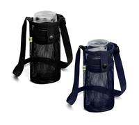 MENRU 2Pcs Extra Large Water Bottle Holder with Strap Crossbody Water Bottle Carrier Water Bottle Sling Portable Water Bottle Sleeve with Pocket for Hiking, Gym, Travel(Black/Navy)