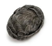 Men's 0.03Mm Toupee Wig Natural Hairline V Loop Thin Skin Wig Remy Human Hair gray9 Capillary Prosthesis 6 inches 8x10#free#100#340