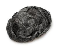 Men's 0.03Mm Toupee Wig Natural Hairline V Loop Thin Skin Wig Remy Human Hair gray9 Capillary Prosthesis 6 inches 8x10#free#110#1B40