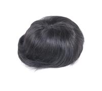 Men's 0.08-0.10MM Full Skin PU Toupee V Loop Human Hair Wigs Capillary Prosthesis Hair Replacement 6 inches 8x10#free#1B