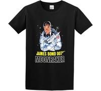 Men's 007 Roger Moore G200 Ultra Cotton T-Shirt Print Tees Short Sleeve O Neck 3XL Black