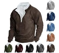 Mens 1/4 Zip Fleece Pullover V Neck Jumper Casual Sweatshirts Long Sleeve Sweater Thermal Plain Top Workwear Warm Half Zip Jumpers Loose Fit Sweatshirt Soft Touch Loungewear Plus Size S-5XL Wine