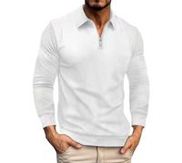Men's 1/4 Zip Neck Turtleneck Pullover 2025 Work Jumper Sweatshirt Without Hood Men Solid Sweater Leisure Sports Fitness Outdoor Basic Casual Style Activewear Coat, White, XXL