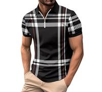 Men's 1/4 Zip Polo Shirts Summer Short Sleeve Breathable Quick Dry Golf Tennis Tops Casual Smart Work T Shirts Mens Sport T Shirts Bowling Shirts for Men Green Tunic Men T-Shirts (Black, XXL)