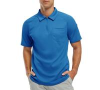 Men's 1/4 Zip Polo Summer Golf Shirts,Polo Shirts for Men Adult,Activewear Breathable Quick Dry Tennis Tops Casual T Shirts with Pocket Azure L