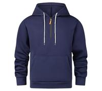 Mens 1/4 Zip Pullover Hoodie Drawstring Half Zip Pocket Pullover Mens Plain long sleeve Hoodie Fleece Pull-Over Soft comfy Adult Top Sweatshirt Hoodies Work longe wear (Navy, L)