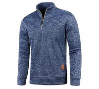 Men's 1/4 Zip Pullover UK, Fleece Sweatshirt Casual Jumper Long Sleeve T-shirt Top Stand Collar Sweater Plain Pullover Sports Leisure Work Quarter Zip Sweater Lightweight Jumpers,Navy 1,M